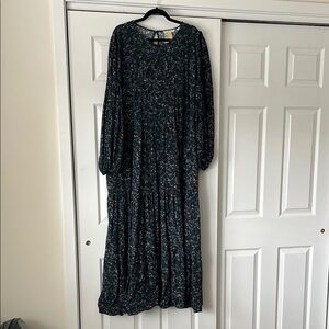 Boden NWT Navy, Green and Tan Long Sleeve Crew Neck Sundress size 20/22